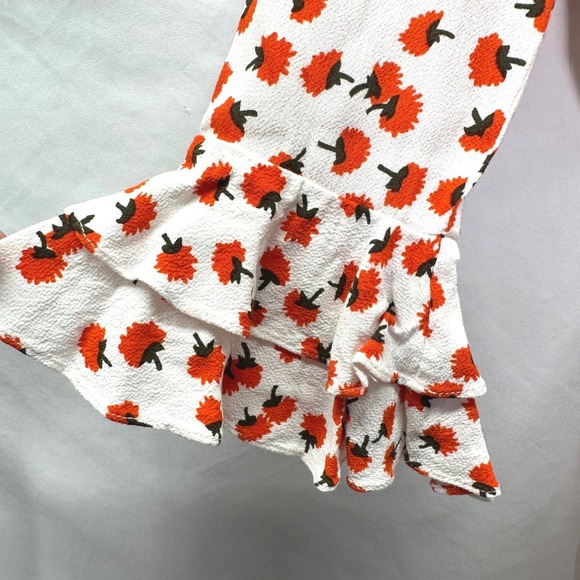 Diane von Furstenberg DVF Elly Floral Print Crepe Ruffle Mini Dress Size 4 - Picture 6 of 10